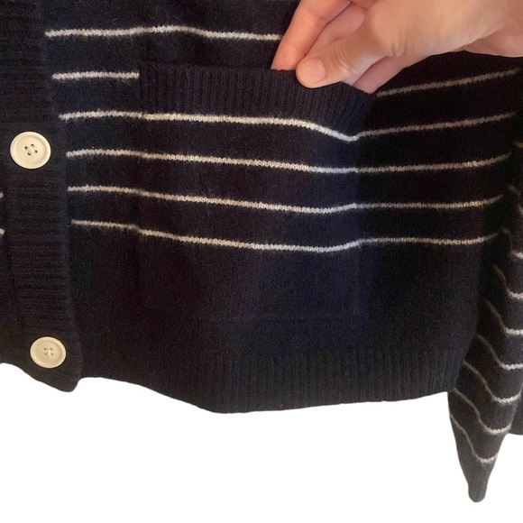 Alex Mill 100% Merino Wool Navy White Striped Button Up Marina Sweater Cardigan - Picture 8 of 11
